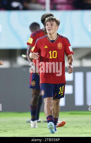 Surakarta, Indonesien. November 2023. Der Spanier Juan Hernandez beim Achtelfinale der FIFA U-17-Weltmeisterschaft Indonesien 2023 gegen Spanien 2-1 Japan im Manahan-Stadion in Surakarta, Indonesien, 20. November 2023. Quelle: AFLO/Alamy Live News Stockfoto