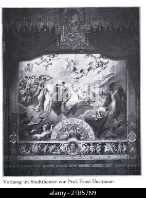 Vorhang erschaffen von Prof. Ernst Hartmann im Düsseldorfer Stadttheater an der Heinrich-Heine-Allee 16a in Düsseldorf. Stockfoto