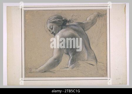 Vouet - Femme nue, à mi-Corps, de dos, tournée vers la gauche, RF 14731, Recto. Stockfoto