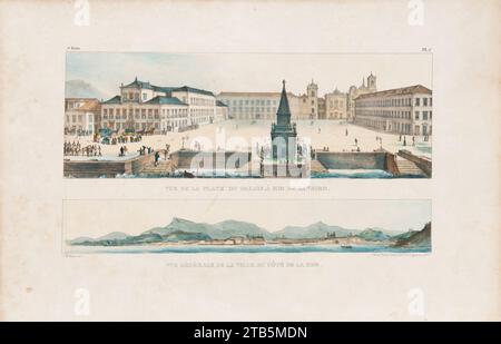 Vue de la Place du palais, à Rio de Janeiro - Vue générale de la ville, du côté de la mer, da Coleção Brasiliana Iconográfica. Stockfoto