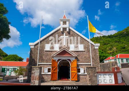 Sacred Heart Church im unteren historischen Stadtzentrum von Saba, Karibik Niederlande. Das ist die wichtigste Kirche in Saba. Stockfoto