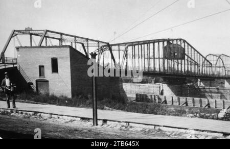 Wagon Bridge Lacrosse Wisconsin 1891 (Cut). Stockfoto