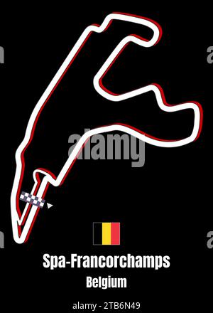 Karte der Rennstrecke des Spa Francorchamps Stock Vektor