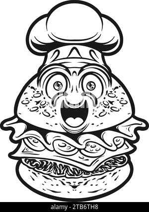 Lustige Aromen Burger Chef kulinarische Silhouette Vektor Illustrationen für Ihre Arbeit Logo, Merchandise T-Shirt, Aufkleber und Label Designs, Poster, Greeti Stock Vektor