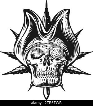 Pirate Paradise Skull Unkraut Blatt Silhouette Vektor Illustrationen für Ihre Arbeit Logo, Merchandise T-Shirt, Aufkleber und Label Designs, Poster, Gruß Stock Vektor