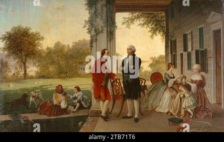 Washington und Lafayette am Mount Vernon, 1784 von Rossiter und Mignot, 1859. Stockfoto