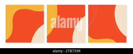 Helles Werbequadrat rot-orangefarbenes Webbanner für mobile Anwendungen in sozialen Netzwerken, leerer Platz für Beschriftungen. Vektorabbildung Stock Vektor