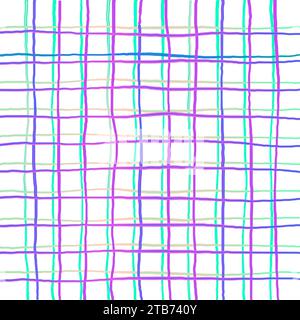 Gingham Check-Vektormuster in leuchtenden, satten Farben. Handgezeichnete kreuzte Streifen. Geometrischer Hintergrund mit Schachzug. Cottage Stock Vektor