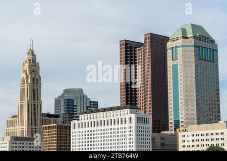 Die Skyline von Columbus Ohio an einem Herbsttag Stockfoto