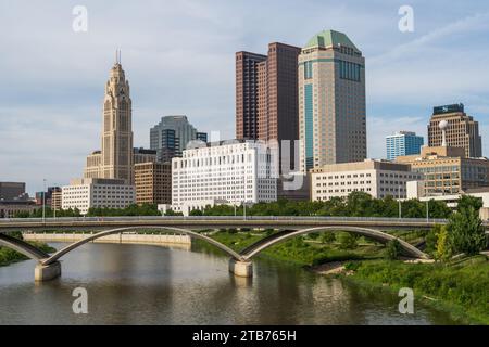 Die Skyline von Columbus Ohio an einem Herbsttag Stockfoto