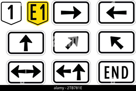 Wegmarkierungsschilder, Straßenschilder auf den Philippinen Stock Vektor