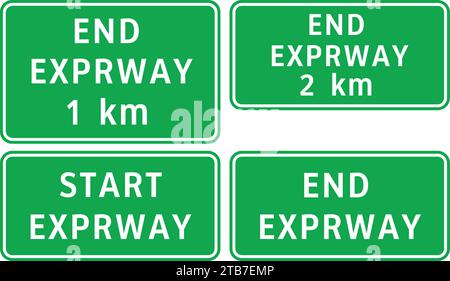 Schilder zum Ende der Schnellstraße, Straßenschilder auf den Philippinen Stock Vektor