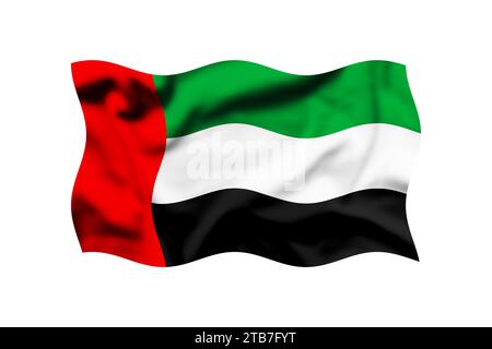 Die Flagge der Vereinigten Arabischen Emirate winkte im Wind isoliert auf einem transparenten Hintergrund, der Clipping Path inklusive Stockfoto