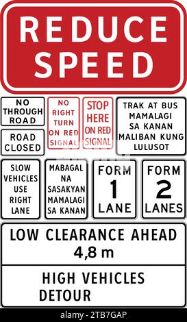 Verkehrsschilder, Verkehrsschilder auf den Philippinen Stock Vektor