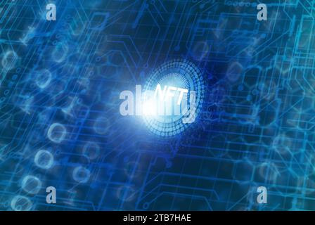 NFT, nicht fungible Tokens Concept Stockfoto