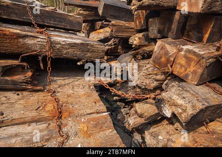 Alte verwitterte Holzstudien Stockfoto