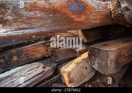 Alte verwitterte Holzstudien Stockfoto