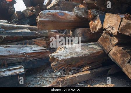 Alte verwitterte Holzstudien Stockfoto