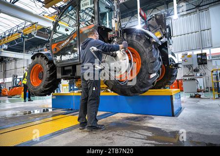 Pontchateau (Nordwestfrankreich): Reportage der Bobcat-Fabrik, einer Tochtergesellschaft der südkoreanischen Doosan-Gruppe, Hersteller von landwirtschaftlichen Betrieben und Betrieben Stockfoto