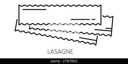 Rohe Lasagne-Nudeln mit ungekochter, isolierter Umrisssymbol. Vektorstapel getrockneter, ungekochter Lasagne-Pasta-Blätter, italienische Küche Lebensmittel aus Mehl Stock Vektor