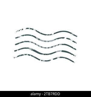 Porto und Poststempel, Postkartensiegel. Vektorskizze mit Wellenlinien, Stempelvorlage. Vintage-Stempel aus Gummi, Grunge-Stempel-Design-Element Stock Vektor