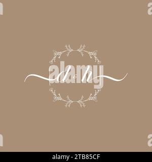 DH Handschriftenlogo mit Initialunterschrift, Hochzeits- und Modekonzept Stock Vektor