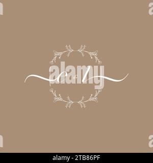 EL Handschriftenlogo mit Initialzeichen, Hochzeits- und Modekonzept Stock Vektor