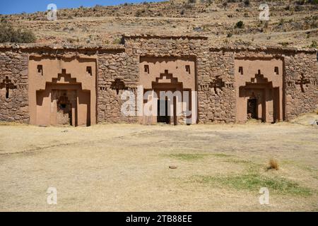 Alte Inka-Gebäude in Iñaq Uyu. Isla de la Luna, Bolivien, 9. Oktober 2023. Stockfoto