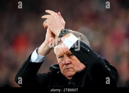 Aktenfoto vom 08.03.2022 von Chris Wilder. Sheffield United hat die Ernennung von Chris Wilder zum neuen Manager angekündigt. Ausgabedatum: Dienstag, 5. Dezember 2023. Stockfoto