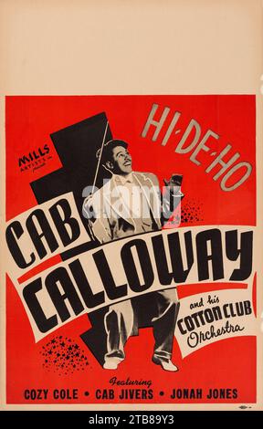 Vintage Jazz Poster - Cab Calloway und His Cotton Club - Konzertposter (Mills Artists präsentiert, ca. Ende der 1930er bis Anfang der 1940er Jahre) Stockfoto