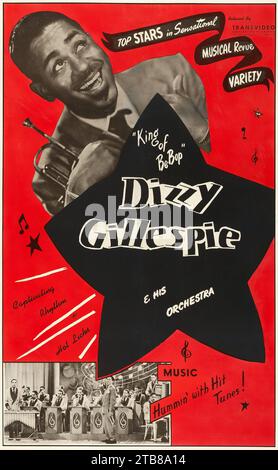 JAZZ-POSTER - Dizzy Gillespie and His Orchestra (Transvideo Corporation of America, 1940er Jahre) Vintage-Musik Dokumentarfilm-Poster Stockfoto