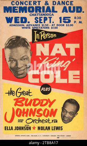 Nat King Cole Memorial Auditorium – Poster Für Jazzkonzerte (1954) Stockfoto