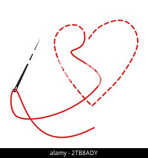 Valentine Herz Genähtes Herz Vektor Stitchwork Vektor Illustration Stock Vektor
