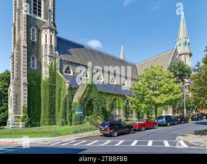 Patrick Keeley entwarf die Albany Landmark St. Joseph’s Church, erbaut 1860. Trotz ihrer Prominenz wurde die Kirche aufgegeben. Stockfoto