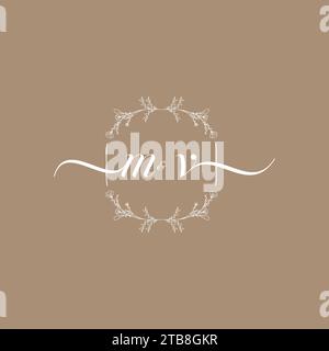 MV-Handschrift-Logo mit Initialunterschrift, Hochzeits- und Modekonzept Stock Vektor