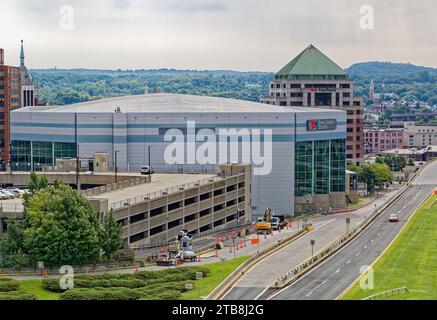 2018 Foto vom Sport- und Veranstaltungsort Times Union Center, ursprünglich Knickerbocker Arena und auch bekannt als Pepsi Arena und MVP Arena. Stockfoto