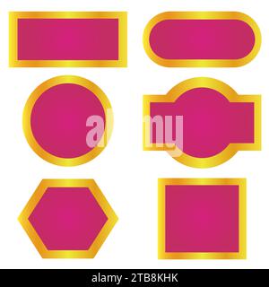 Vektorsatz realistischer isolierter Retro-rechteckiger Neonplakate. Konzept von Kino und broadway. Stock Vektor