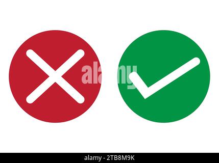 Illustration des grünen Häkchens und des roten Kreuzvektors Stock Vektor