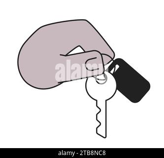 Halten Haus Schlüssel Cartoon Hand Umriss Illustration Stock Vektor