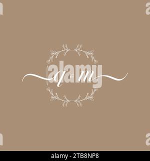 Qm-Handschrift-Logo mit Initialunterschrift, Hochzeits- und Modekonzept Stock Vektor