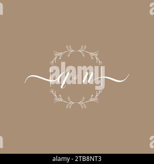 QN Handschriftenlogo mit Initialunterschrift, Hochzeits- und Modekonzept Stock Vektor