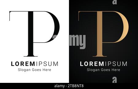 Luxuriöses Initial TP- oder PT-Monogramm-Logo-Design Stock Vektor