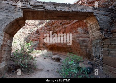 Fantastischer orangener Canyon oder george, Barranco de las Vacas, Gran Canaria, Kanarische Inseln, Spanien Stockfoto