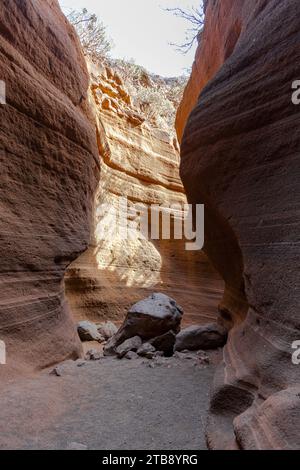 Fantastischer orangener Canyon oder george, Barranco de las Vacas, Gran Canaria, Kanarische Inseln, Spanien Stockfoto