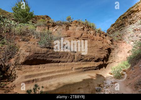 Fantastischer orangener Canyon oder george, Barranco de las Vacas, Gran Canaria, Kanarische Inseln, Spanien Stockfoto