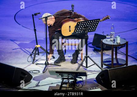 Der britische Künstler Sting kündigt auf einer Presseveranstaltung ein neues Musical im OEstre Gasvaerk Theater in Kopenhagen an. Dienstag, 5. Dezember 2023. Das Musical „The Last Ship“ handelt von Sehnsucht, Liebe und Stolz auf seine Wurzeln. Es wird am 7. März 2025 in Scandina im OEstre Gasvaerk Theater uraufgeführt. Stockfoto