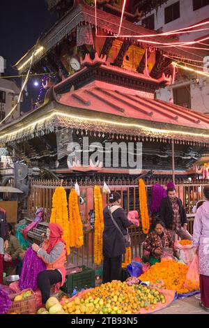 Nepal, Kathmandu, Asan Tol, Basar, Tempel, People, Tihar Festival, Stockfoto