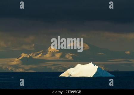 Sonnendurchfluteter Eisberg im antarktischen Ton; Antarktis Stockfoto