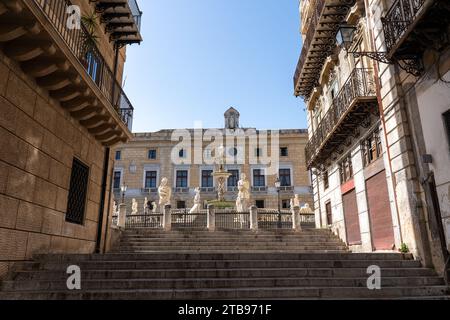 Die Praetorian Brunnen in Palermo, Sizilien Stockfoto