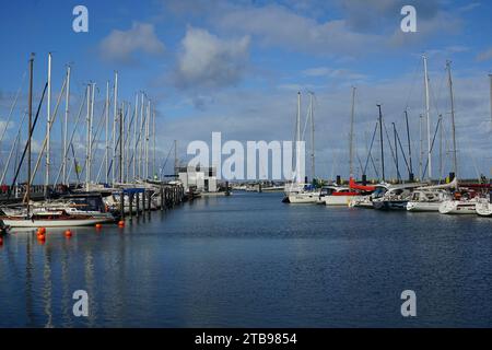 Blick auf den Alten Bach in Warnemünde Stockfoto